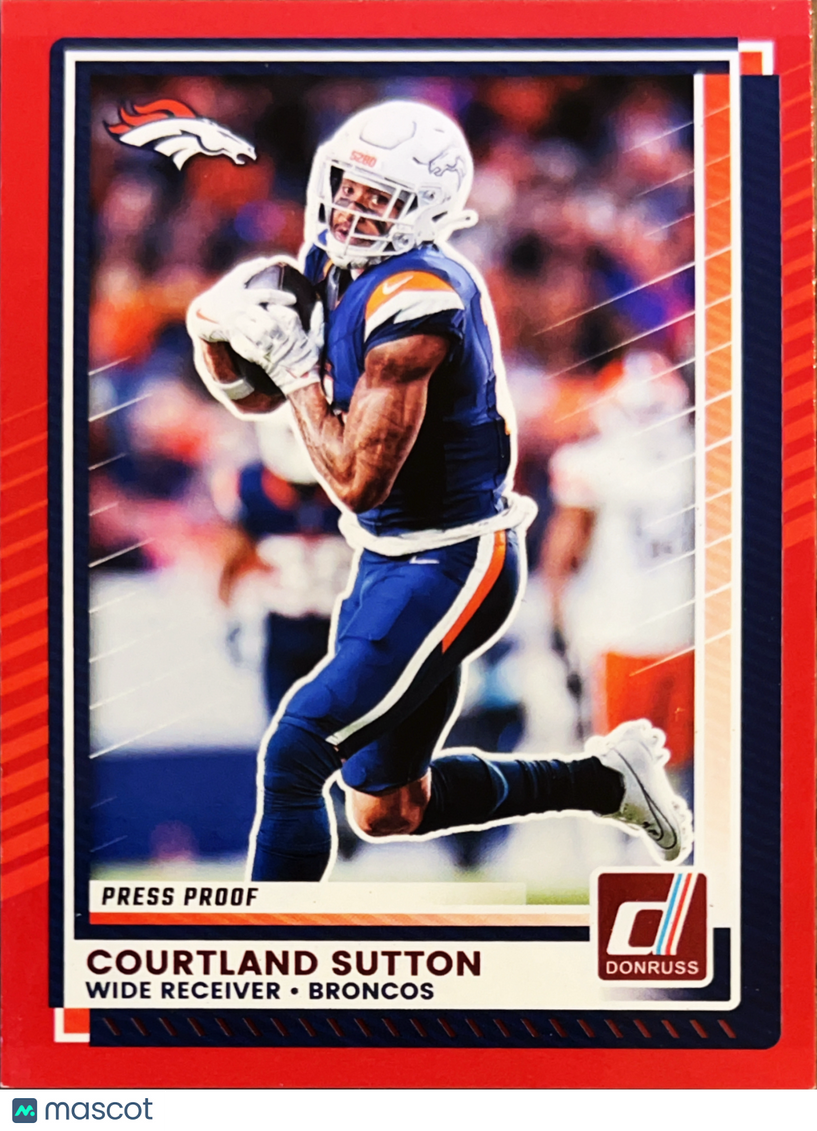 2025 Panini Donruss Football Courtland Sutton #298 Press Proof Red