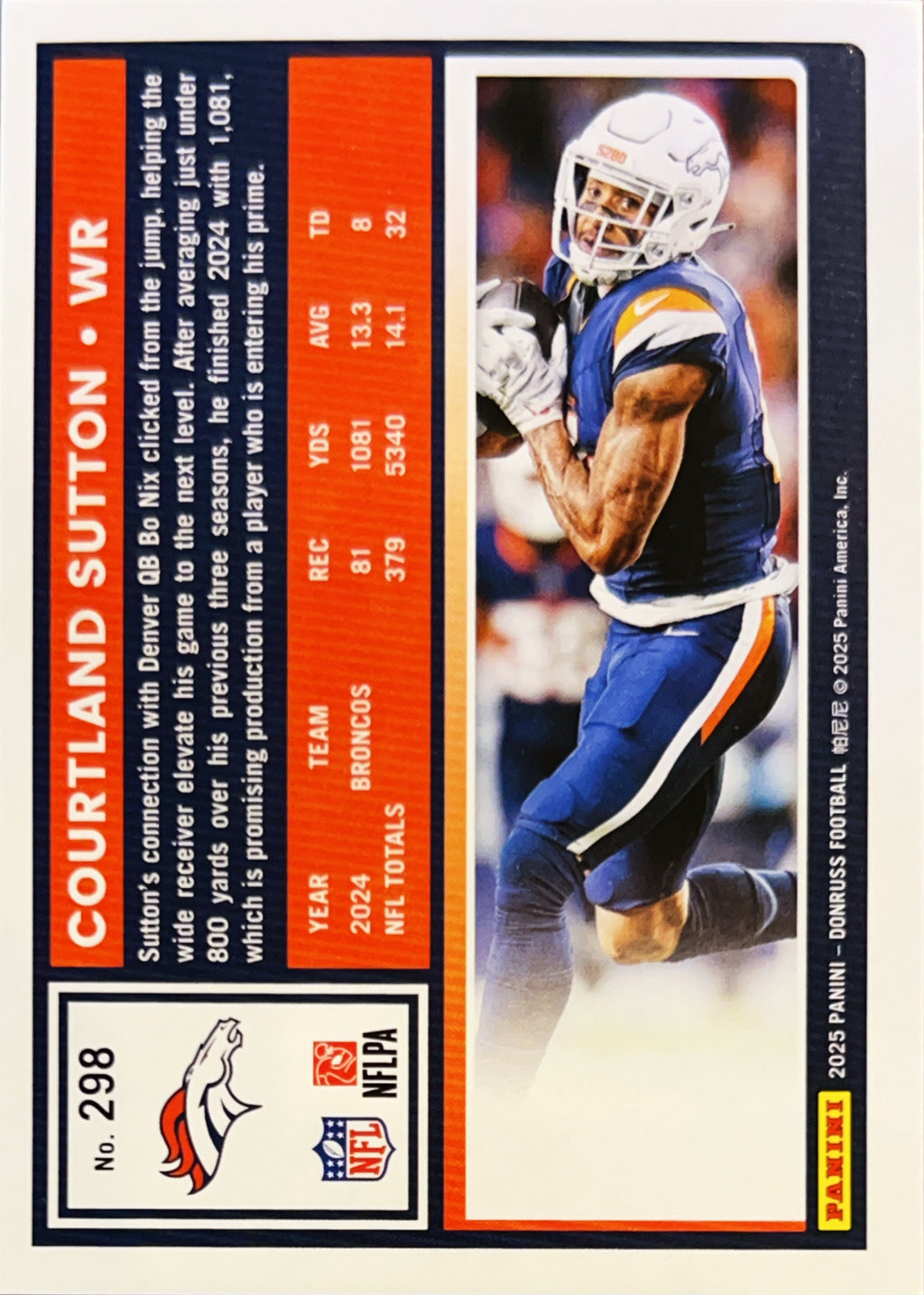2025 Panini Donruss Football Courtland Sutton #298 Press Proof Red