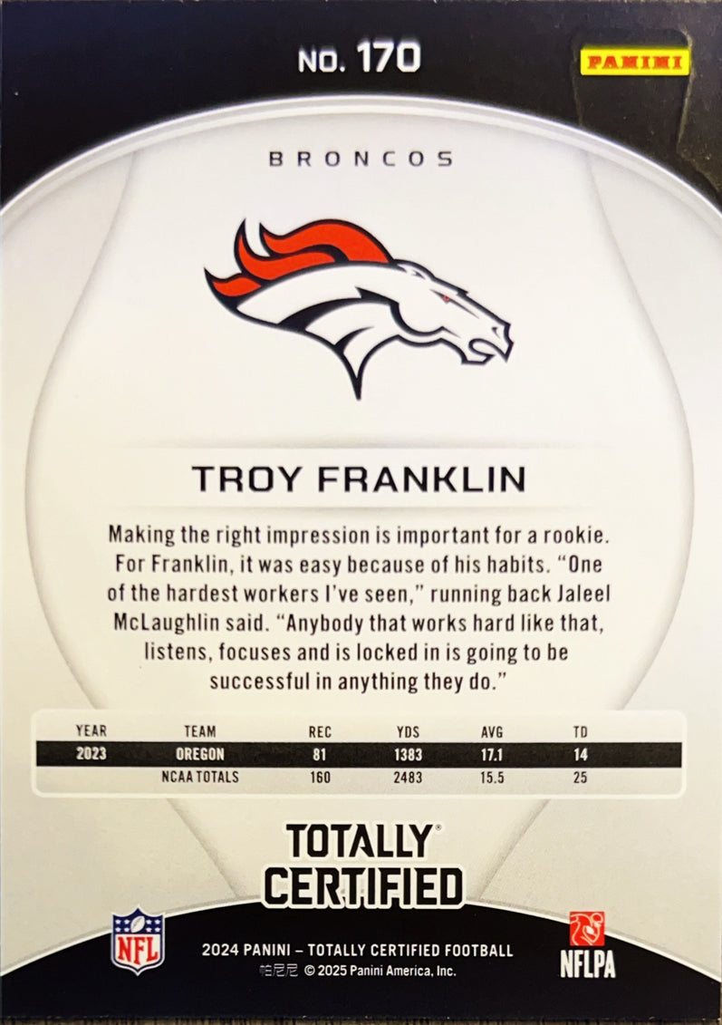 2025 Panini Totally Certified Football Troy Franklin #170 Maroon RC