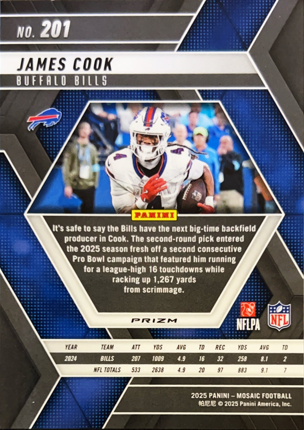 2025 Panini Mosaic Prizm James Cook #201 Green