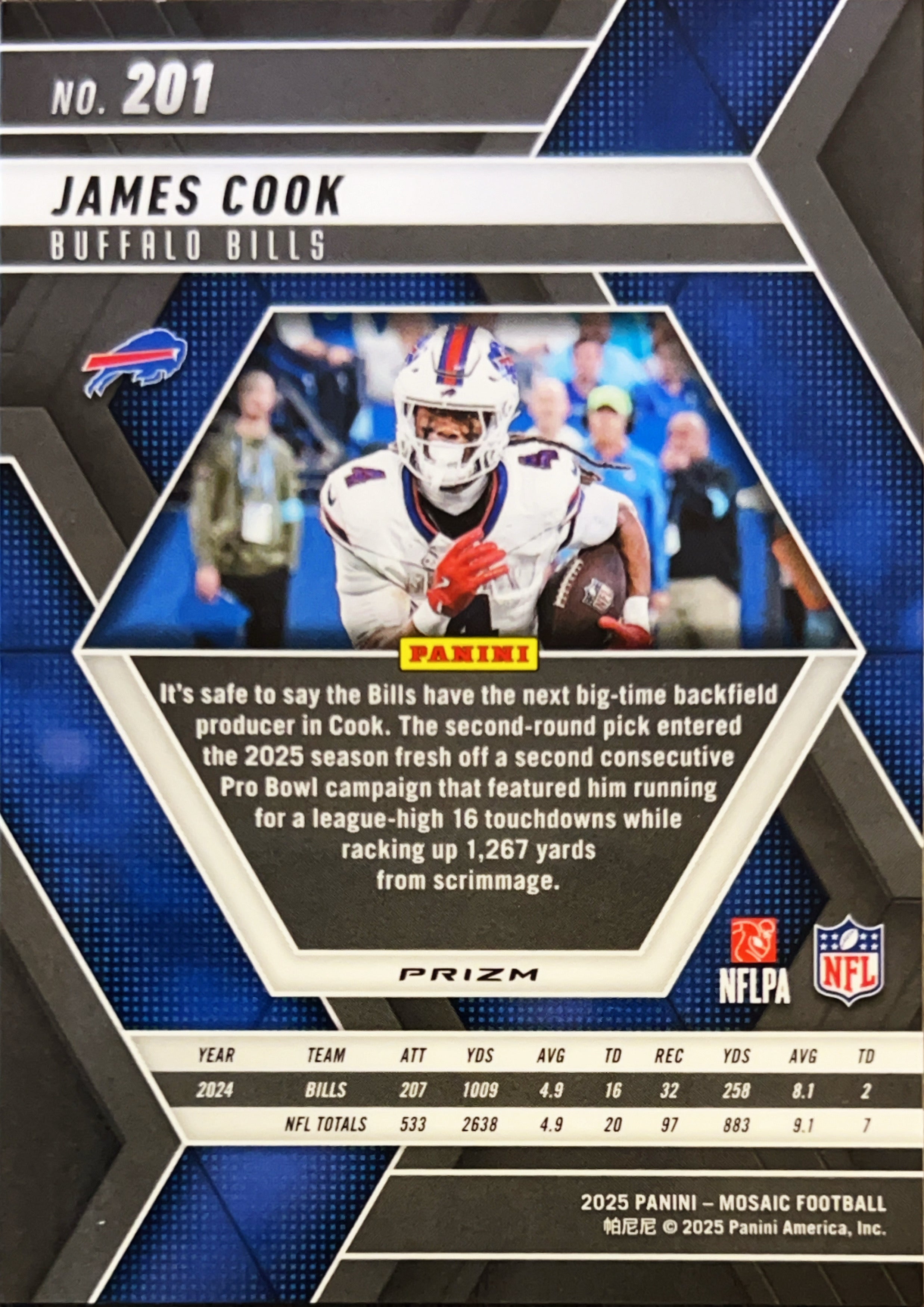 2025 Panini Mosaic Prizm James Cook #201 Green