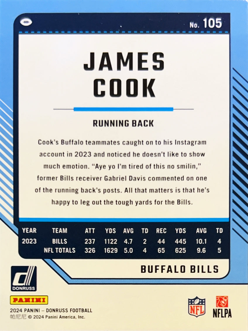 2024 Donruss Football James Cook #105 Press Proof Red