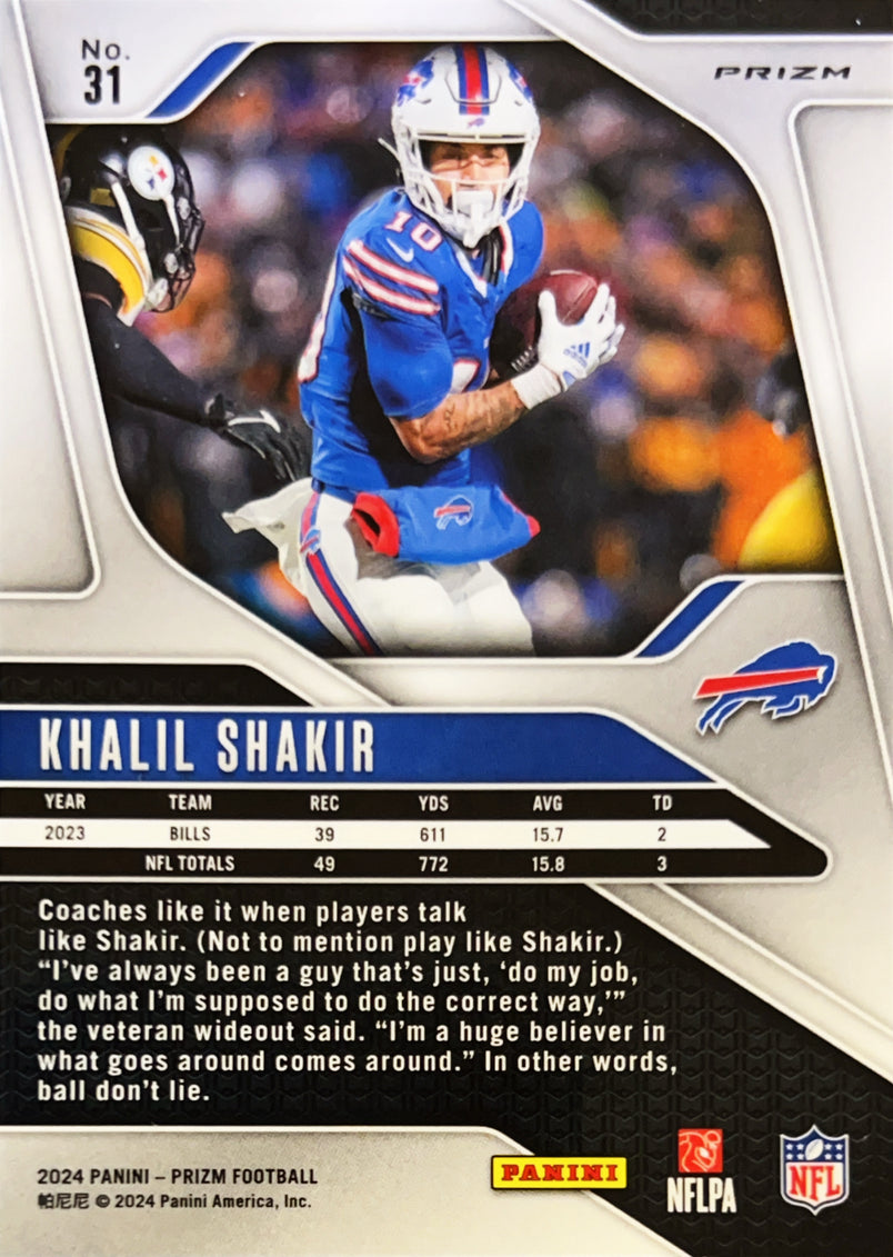 2024 Panini Prizm Football Khalil Shakir #31 Silver