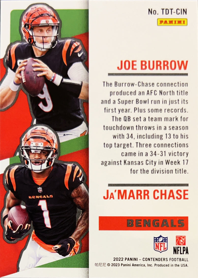 2023 Panini Football Touchdown Tandems Joe Burrow Ja'Marr Chase #TDT-CIN
