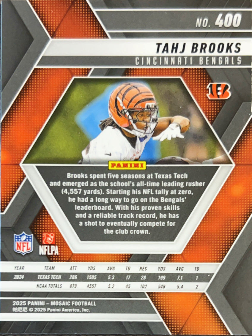 2025 Panini Mosaic Football Tahj Brooks #400 RC