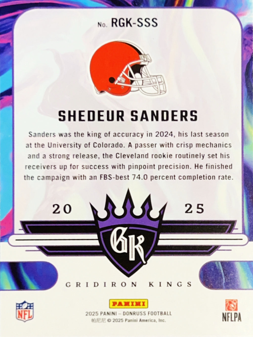 2025 Donruss Gridiron Kings Shedeur Sanders #RGK-SSS