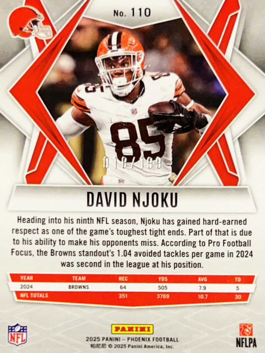 2025 Panini Phoenix Football David Njoku #110 Orange /199