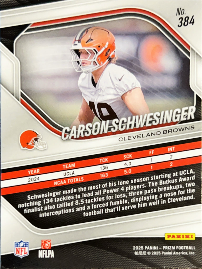 2025 Panini Prizm Carson Schwesinger #384 RC