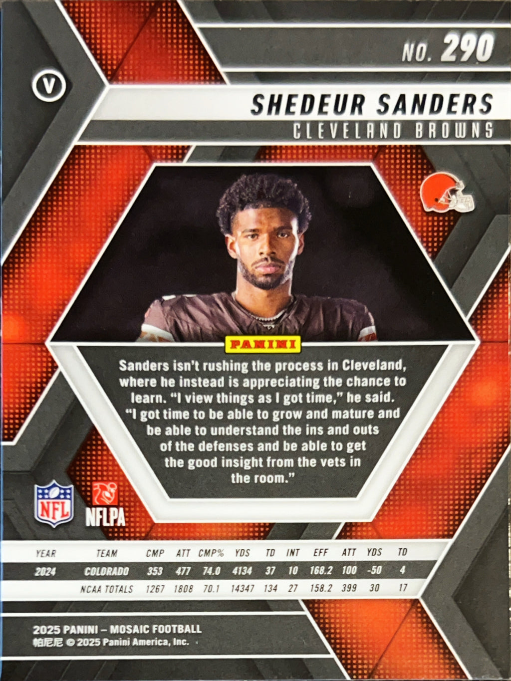 2025 Panini Mosaic Football Shedeur Sanders #290 RC
