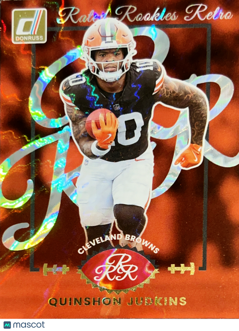 2025 Panini Donruss Rated Rookies Retro Quinshon Judkins #5 Orange Laser
