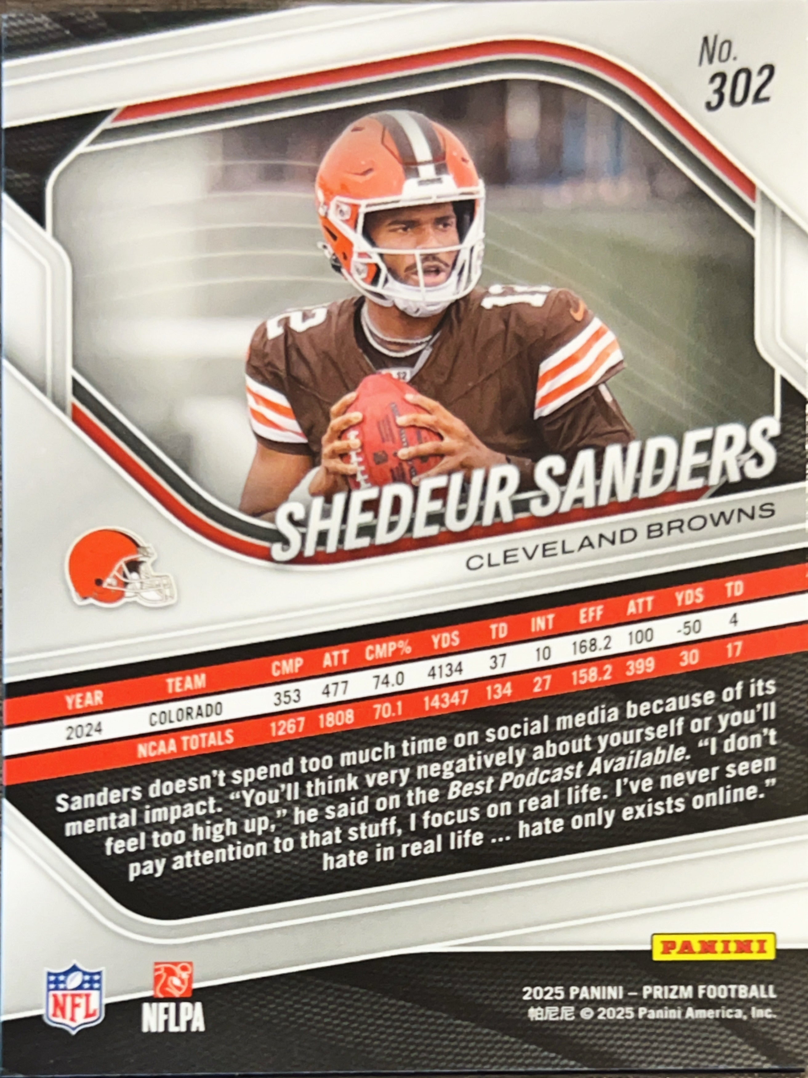 2025 Panini Prizm Shedeur Sanders #302 RC