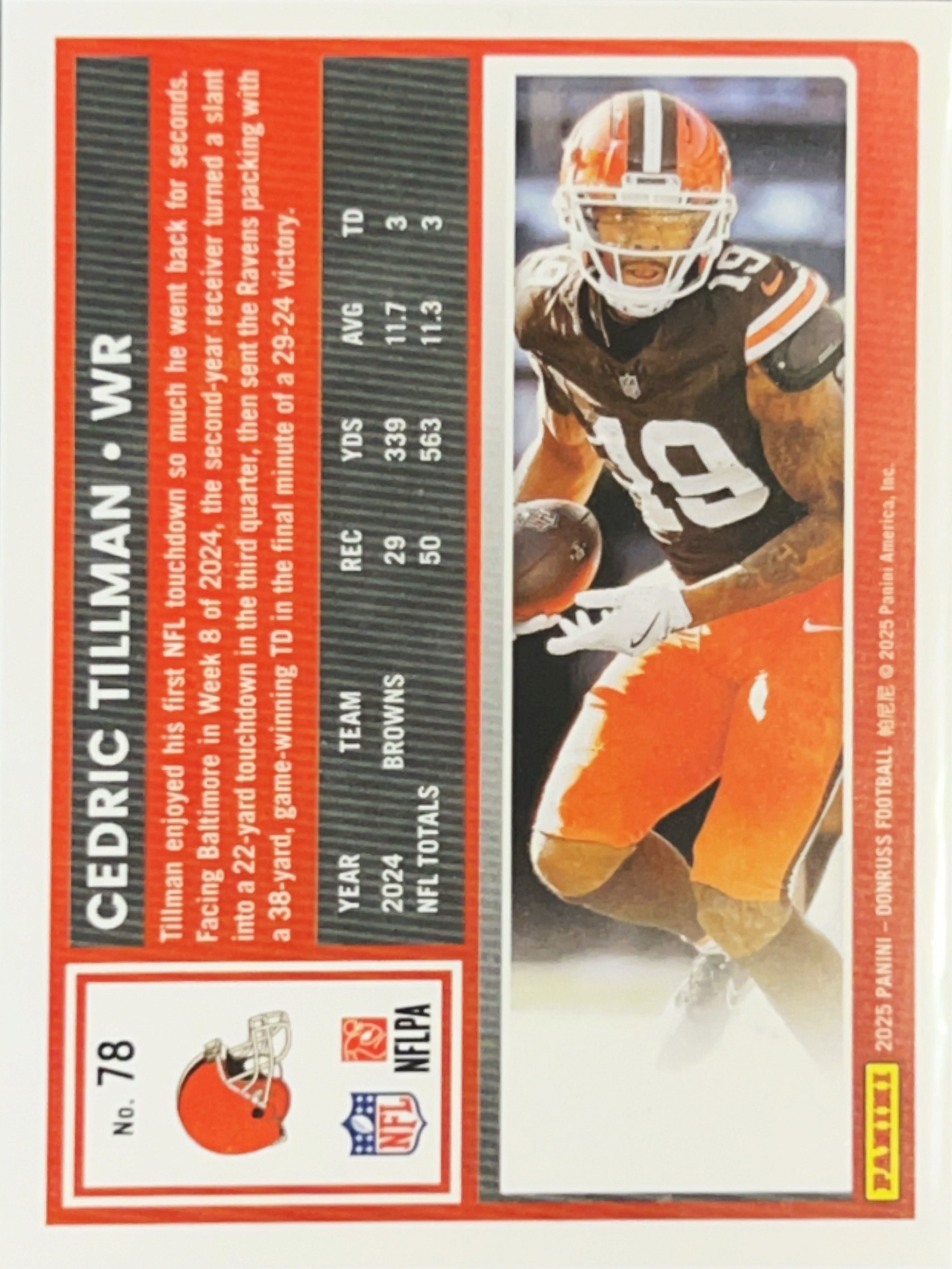 2025 Panini Donruss Football Cedric Tillman #78 Yellow Press Proof