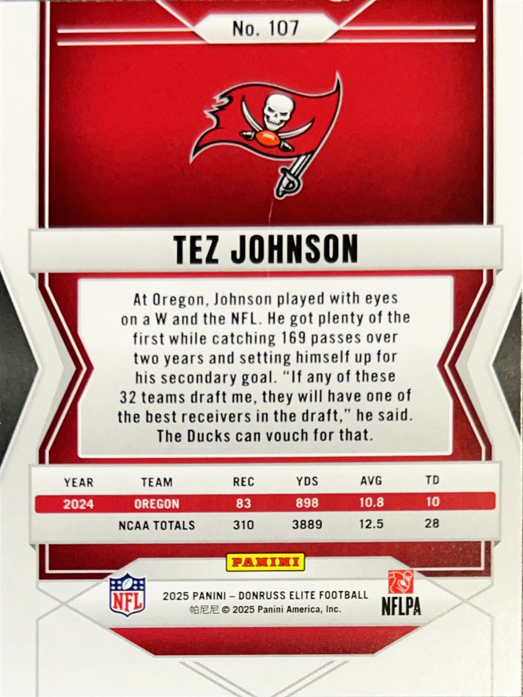 2025 Panini Donruss Elite Tez Johnson #107 Green Disco RC