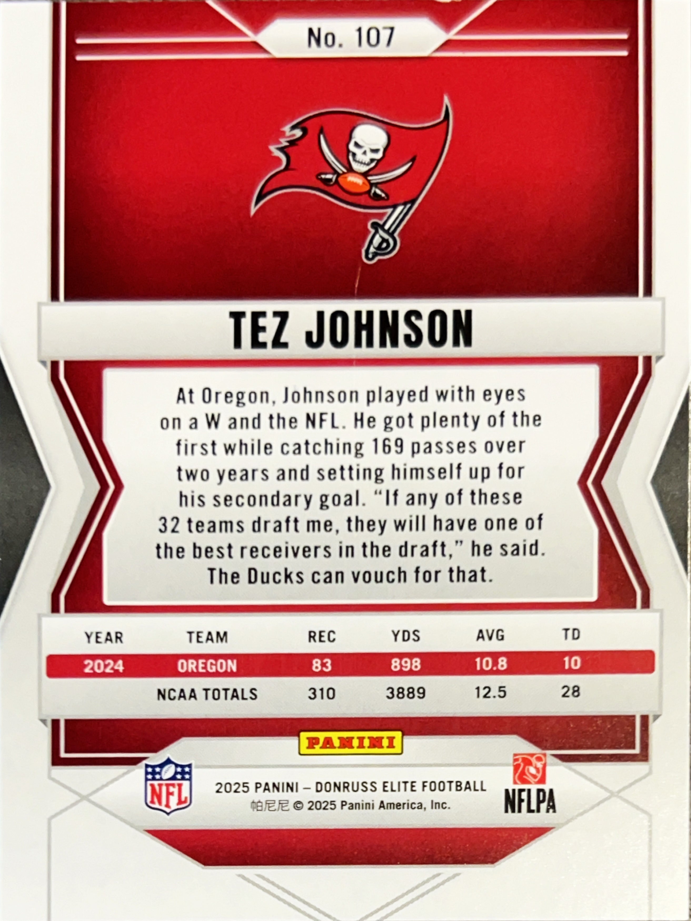 2025 Panini Donruss Elite Tez Johnson #107 Green Disco RC