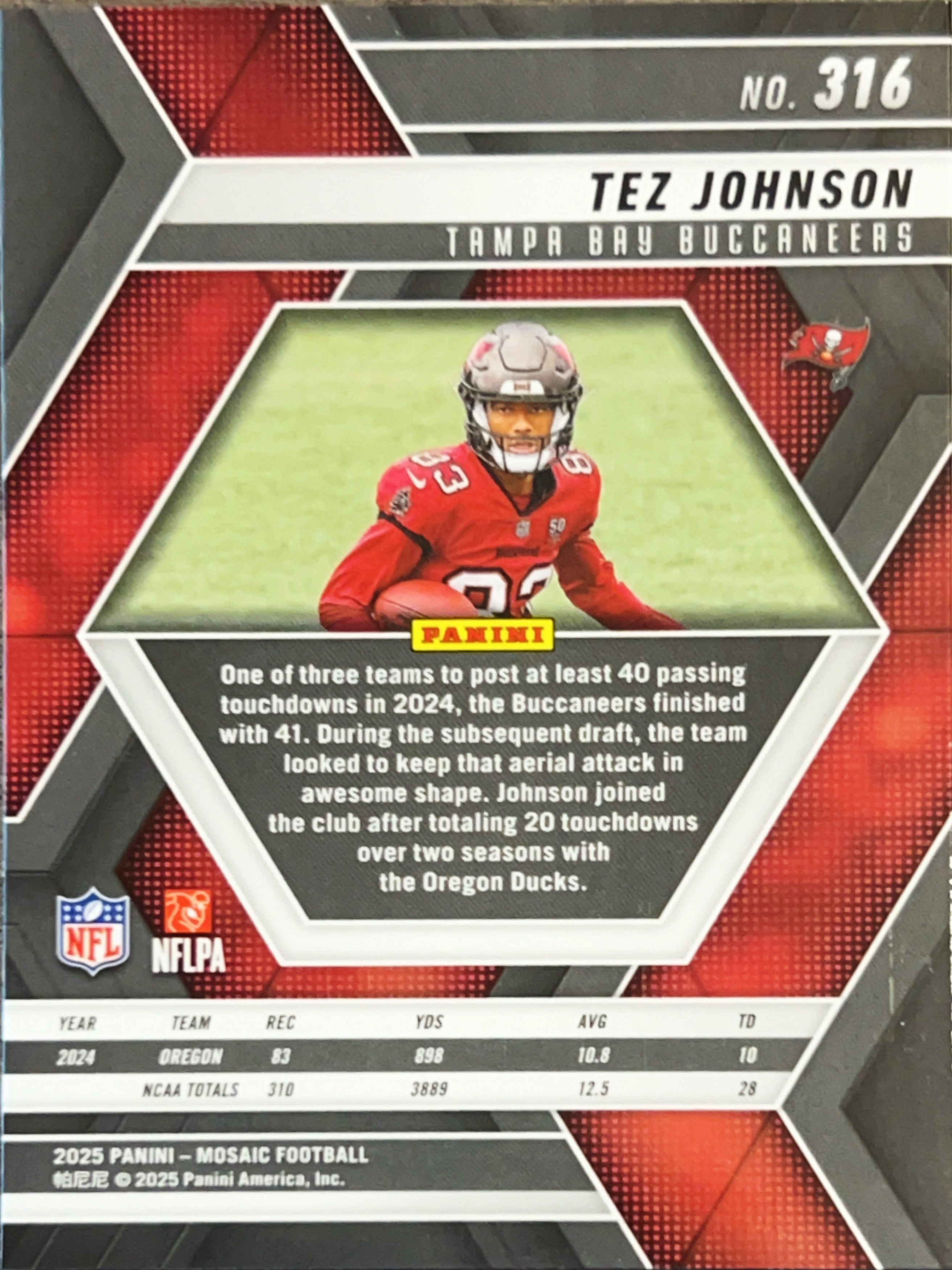 2025 Panini Mosaic Tez Johnson #316 RC