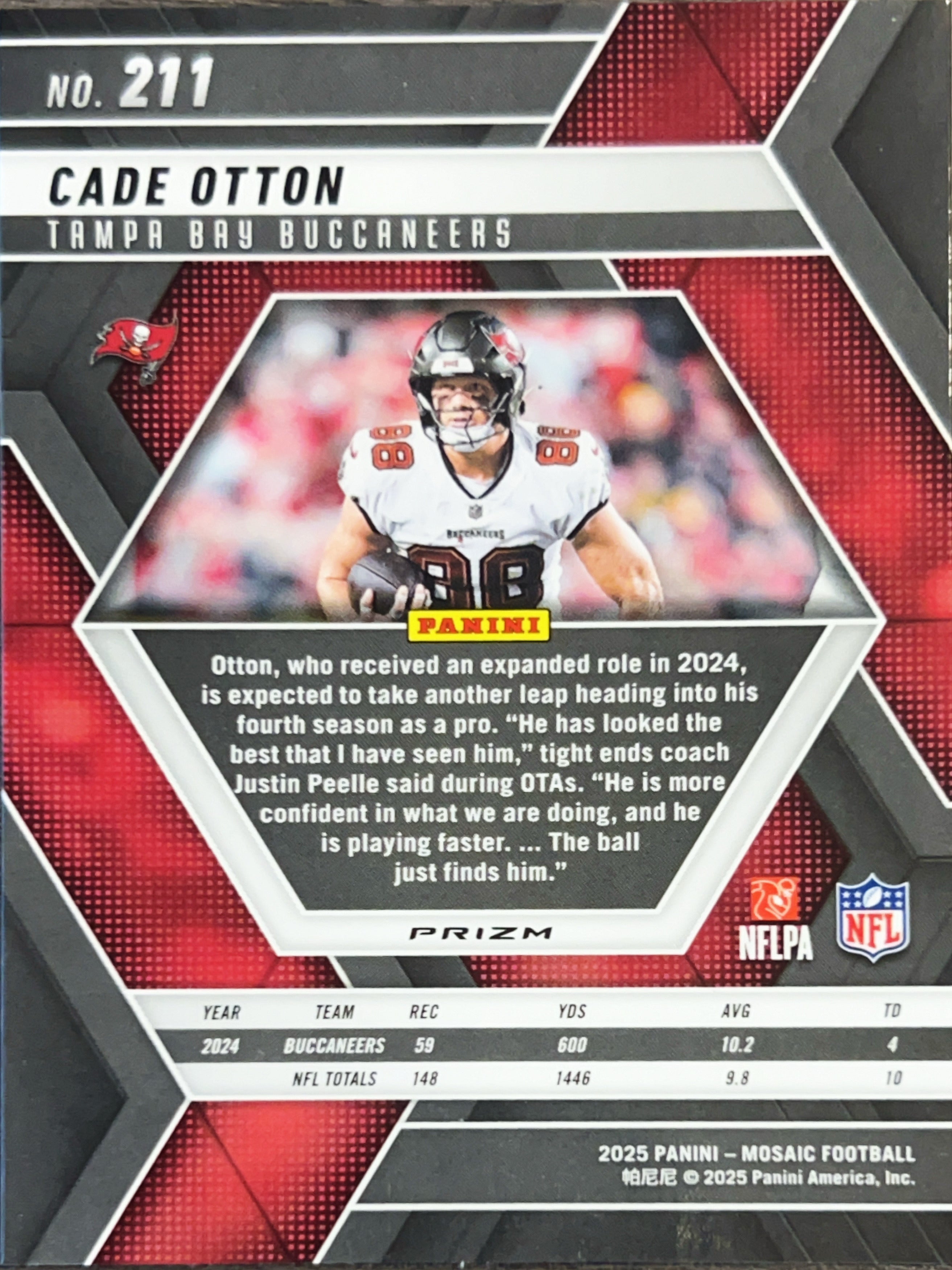 2025 Panini Mosaic Prizm Cade Otton #211 Blue