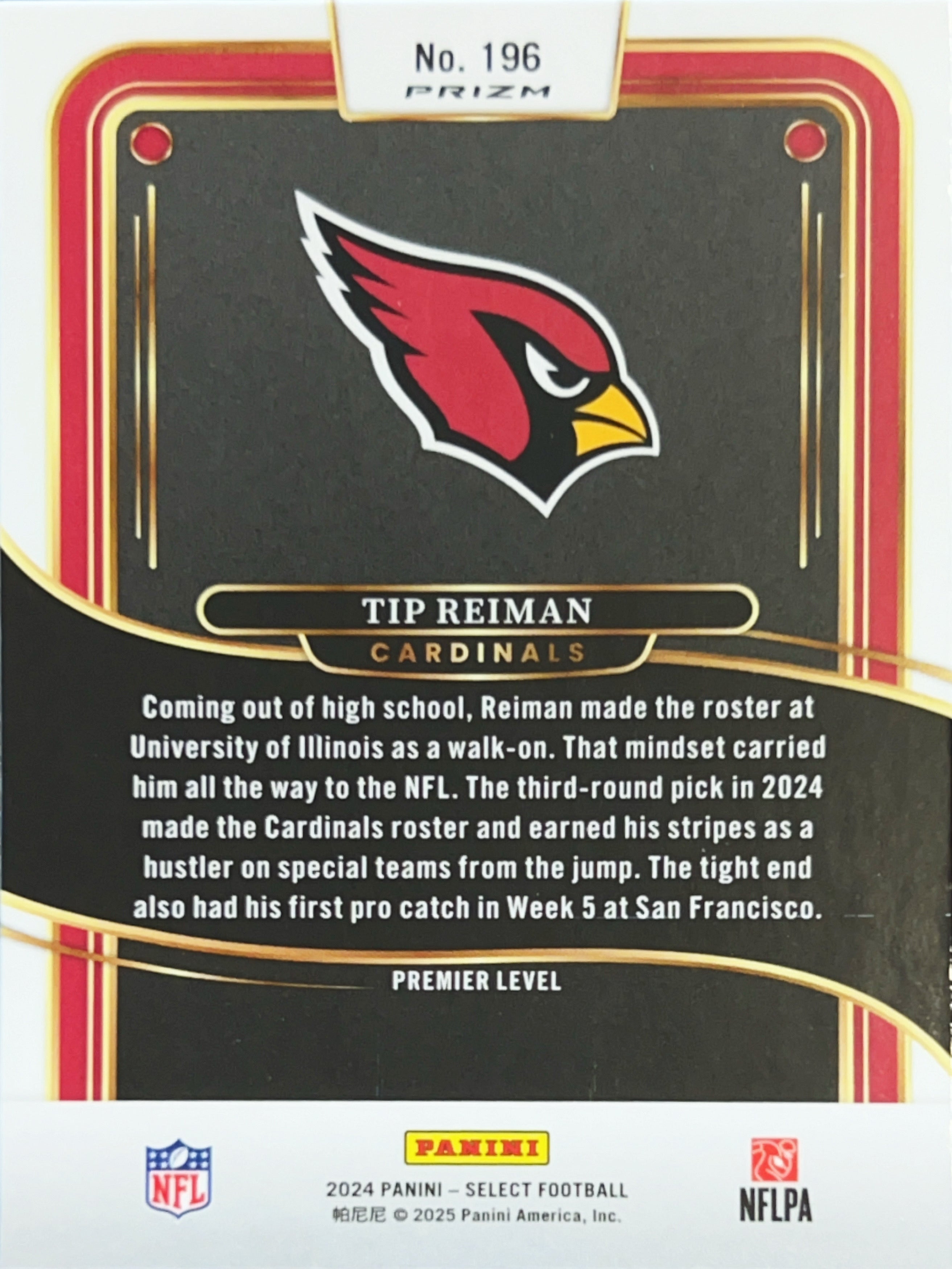 2025 Panini Select Prizm Tip Reiman #196 RC