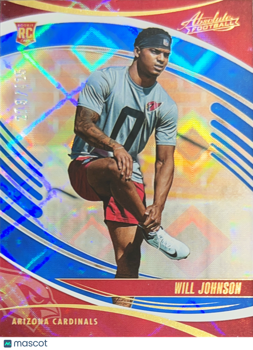 2025 Panini Absolute Football Will Johnson #198 Red /425 RC