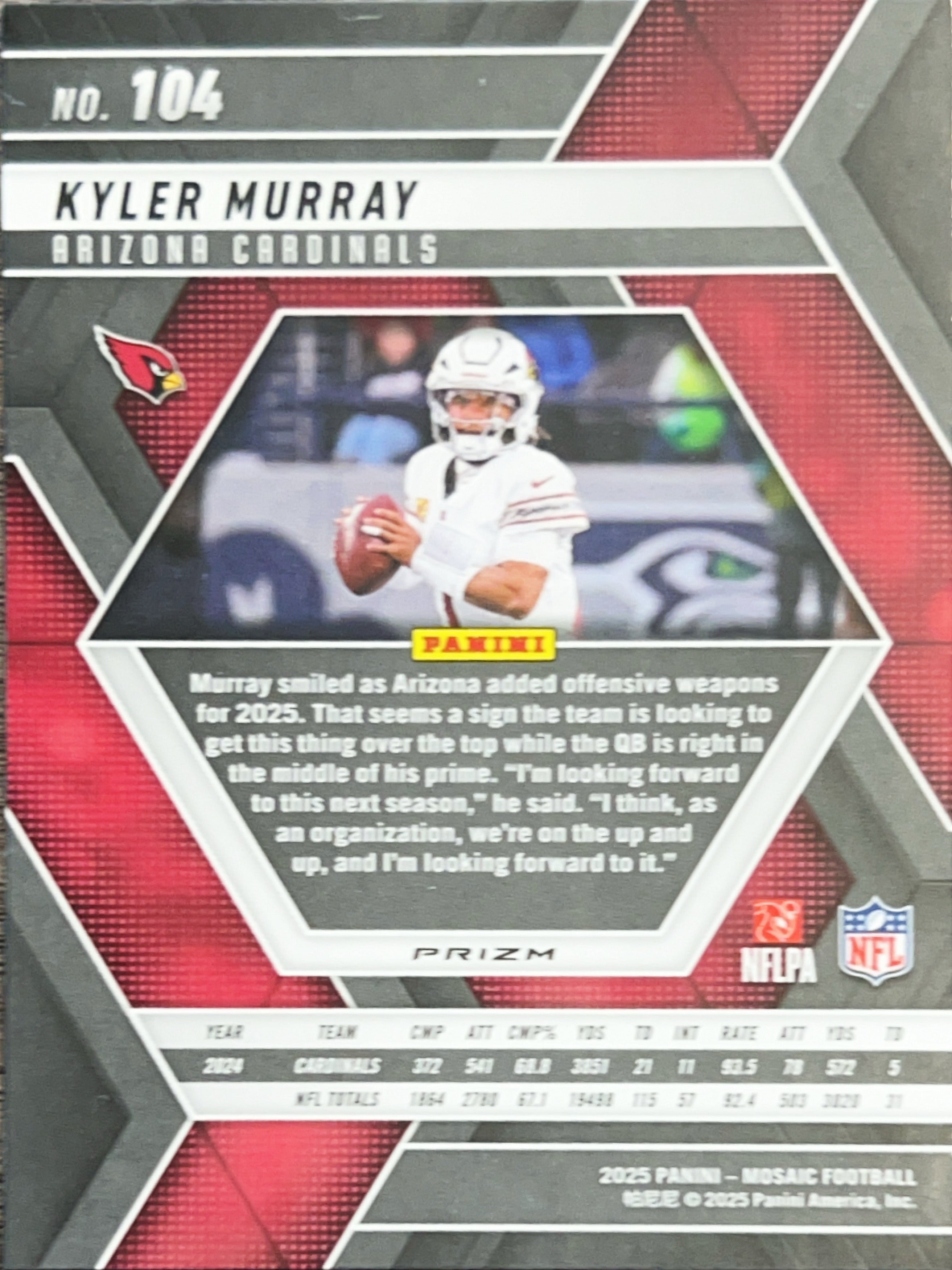 2025 Panini Prizm Mosaic Kyler Murray #104 Pink