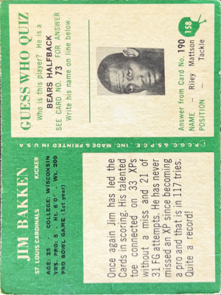 1967 Philadelphia Jim Bakken #158