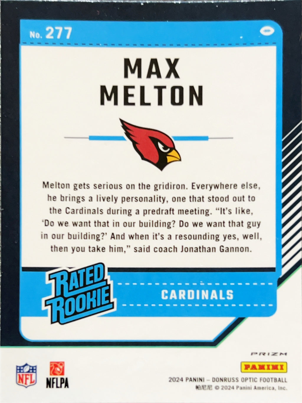 2024 Panini Donruss Optic Max Melton #277 Blue Prizm