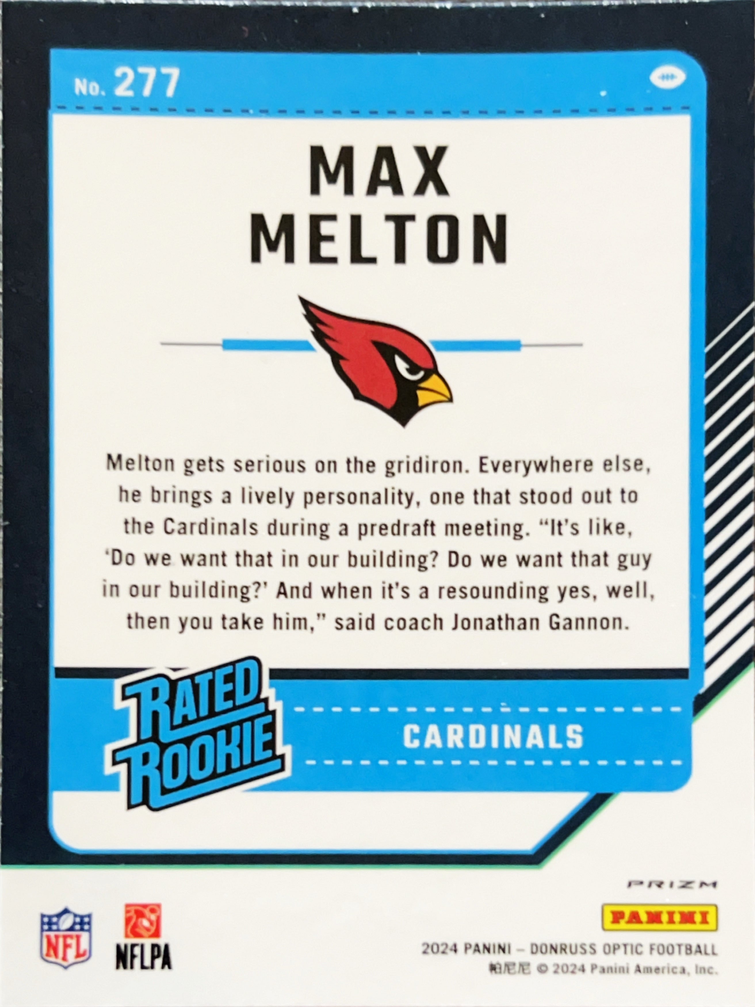 2024 Panini Donruss Optic Max Melton #277 Blue Prizm