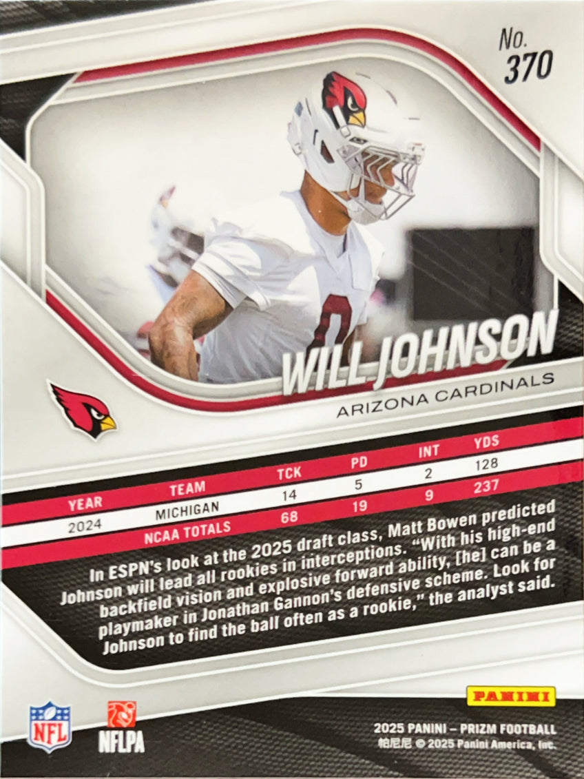 2025 Panini Prizm Will Johnson #370 RC