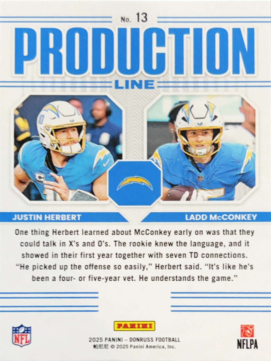 2025 Panini Donruss Production Line Justin Herbert Ladd McConkey #13