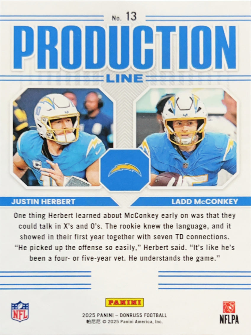 2025 Panini Donruss Production Line Justin Herbert Ladd McConkey #13