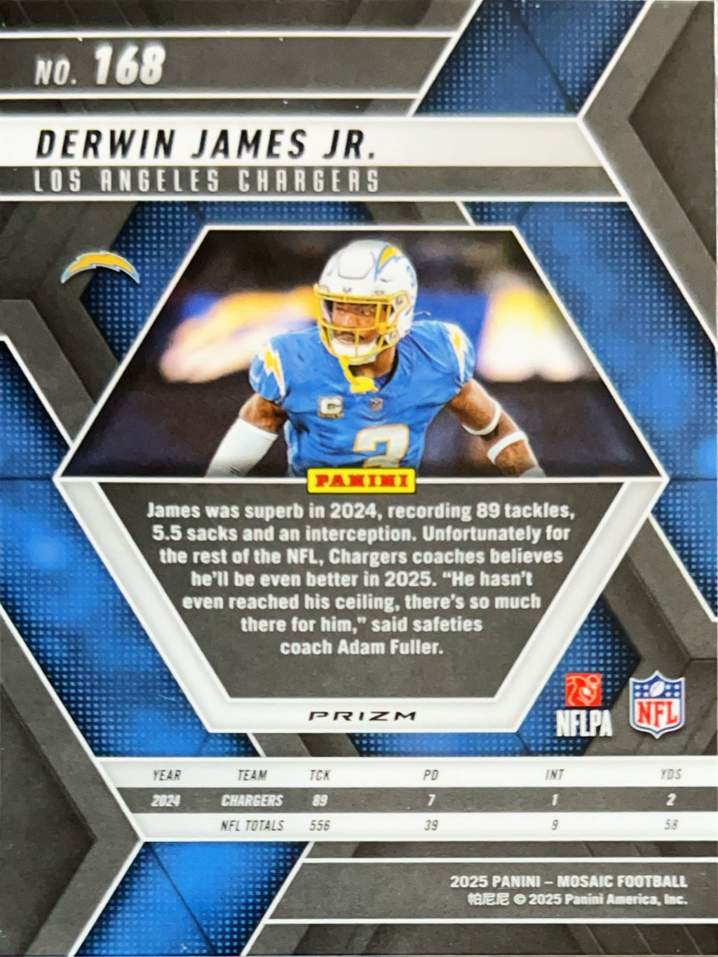 2025 Panini Mosaic Prizm Derwin James Jr. #168 Pink Fluorescent
