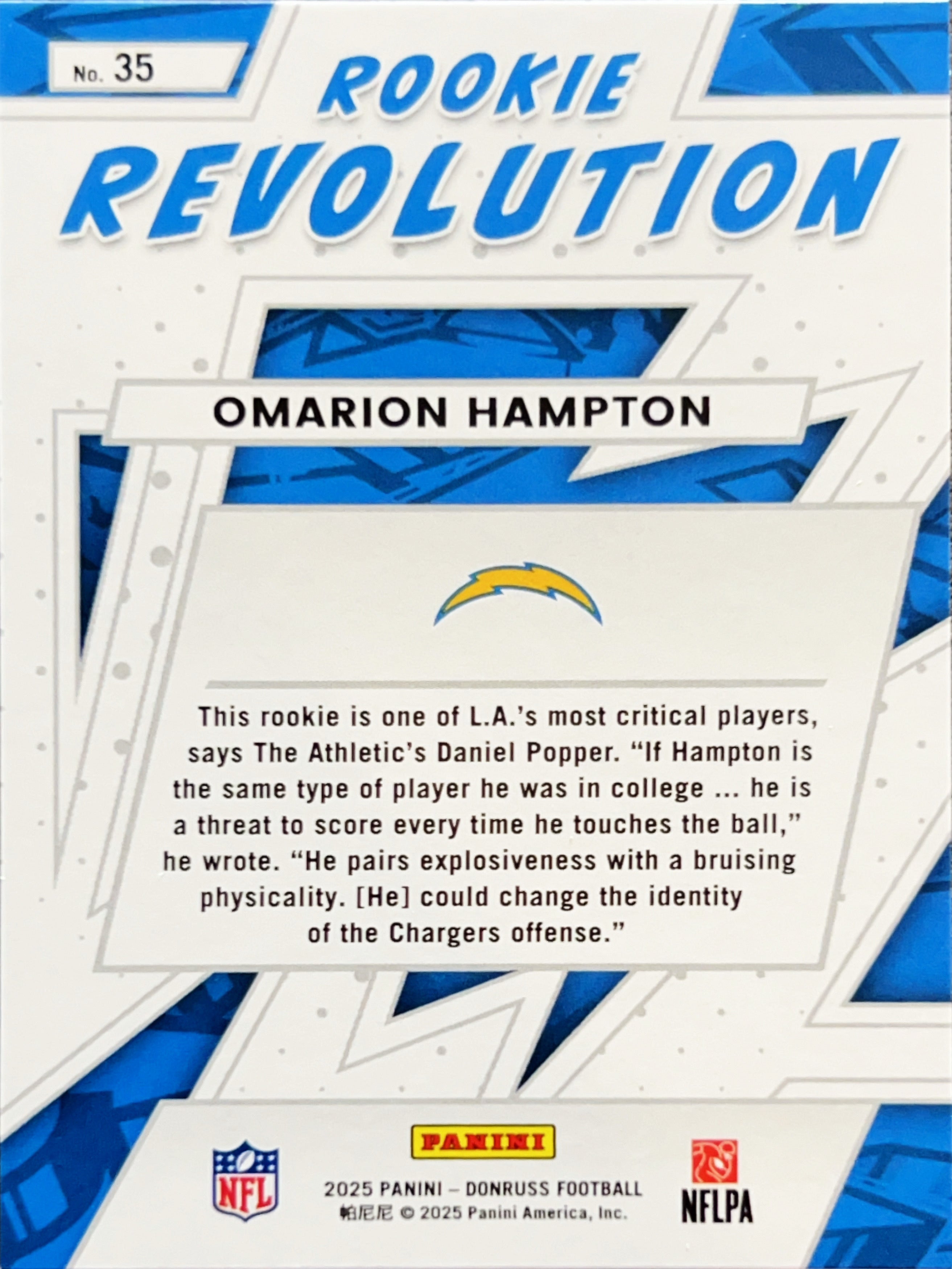 2025 Panini Donruss Rookie Revolution Omarion Hampton #35 RC