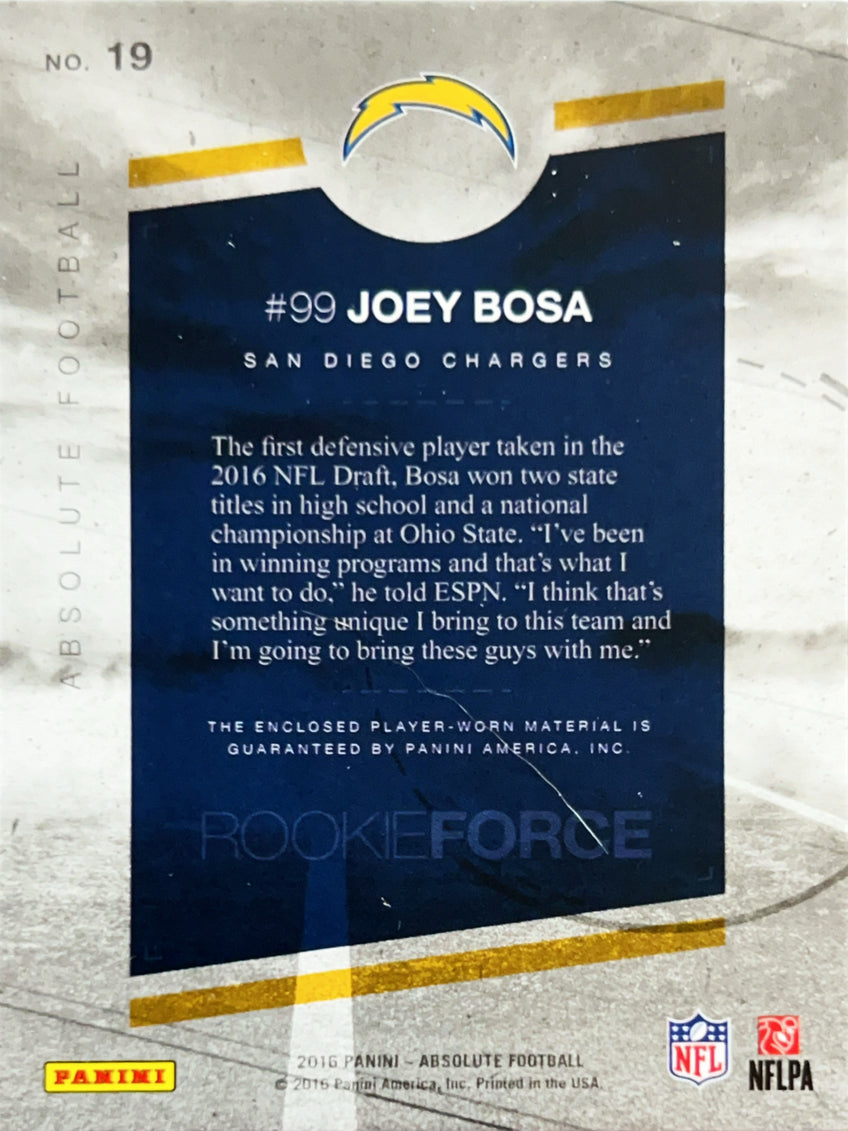 2016 Panini Absolute Football Rookie Force Joey Bosa #19