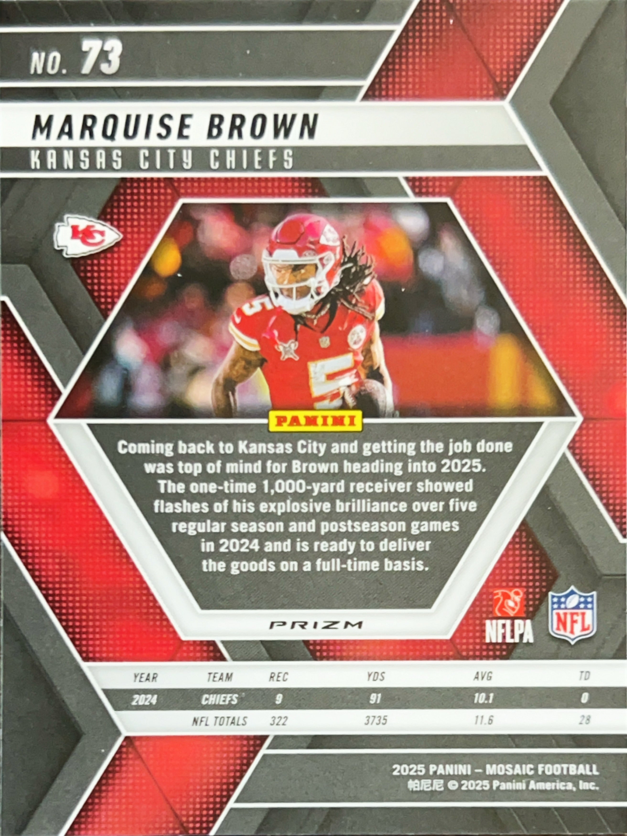 2025 Panini Mosaic Marquise Brown #73 Silver Prizm