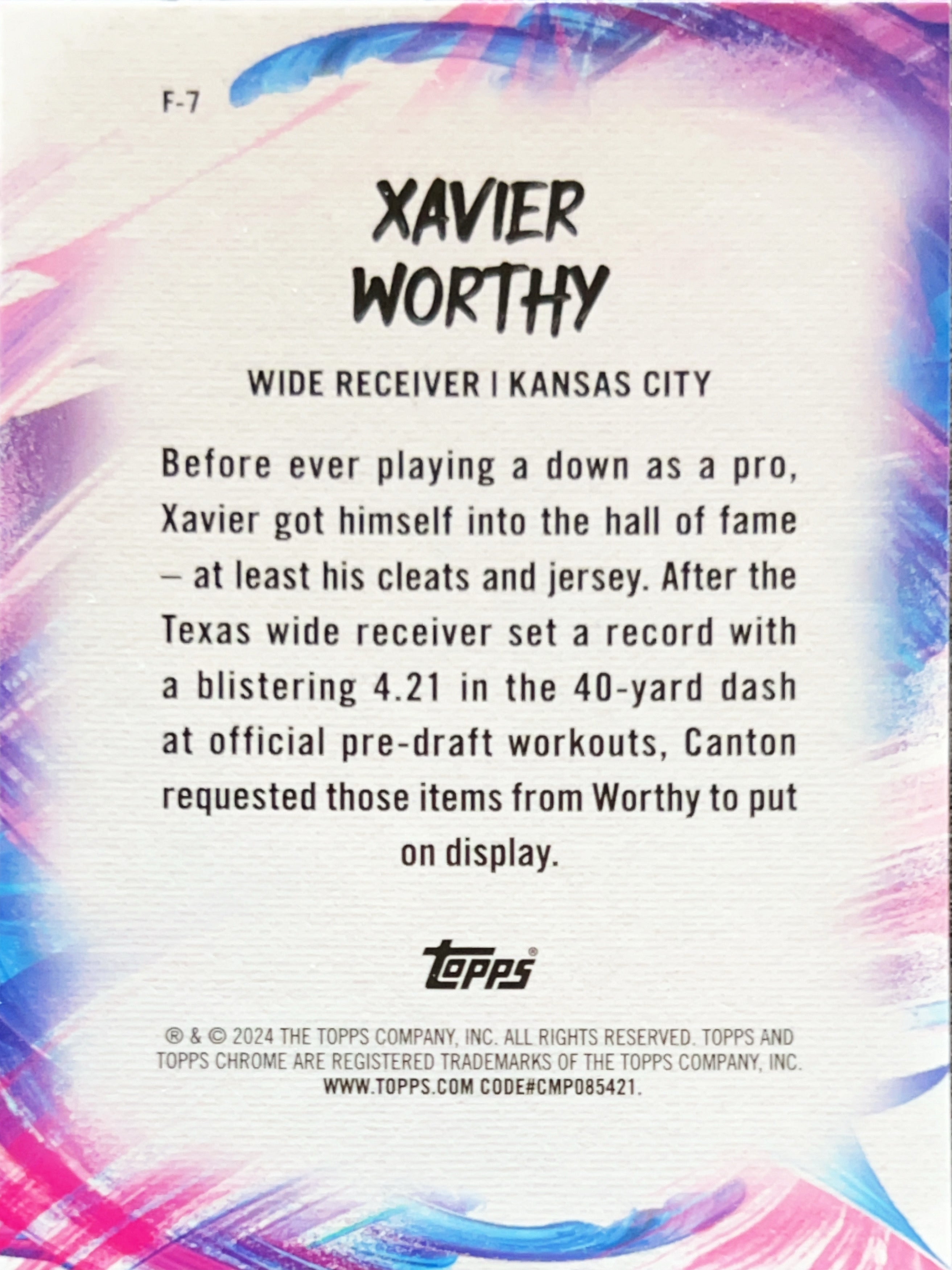 2024 Topps Chrome Finesse Xavier Worthy #F-7 RC