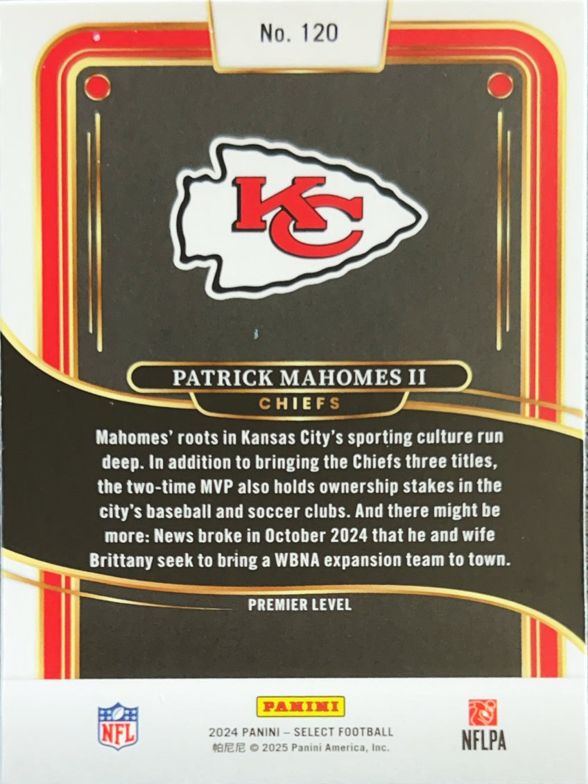 2025 Panini Select Football Premier Level Patrick Mahomes II #120