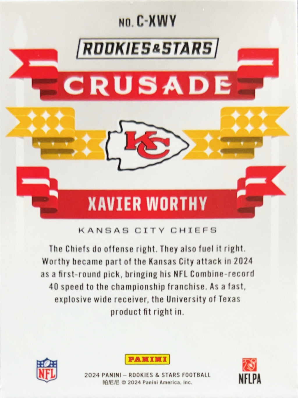 2024 Panini Rookies & Stars Crusade Xavier Worthy #C-XWY Silver Prizm RC