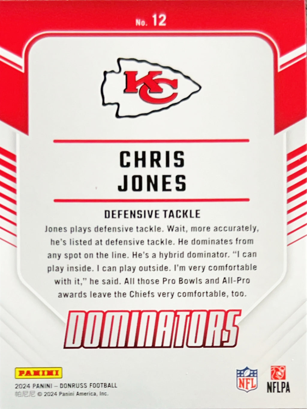 2024 Panini Donruss Dominators Chris Jones #12 Holo