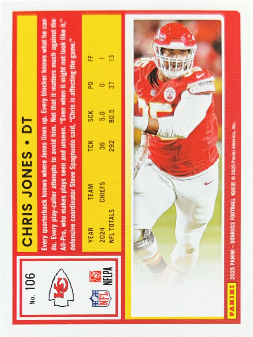 2025 Panini Donruss Football Chris Jones #106 Press Proof Yellow