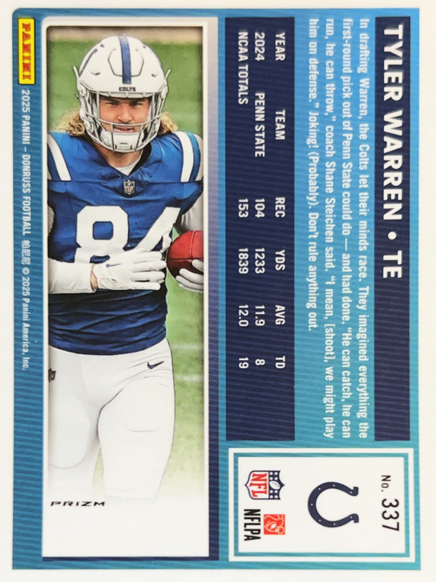 2025 Panini Donruss Optic Tyler Warren #337 Pink