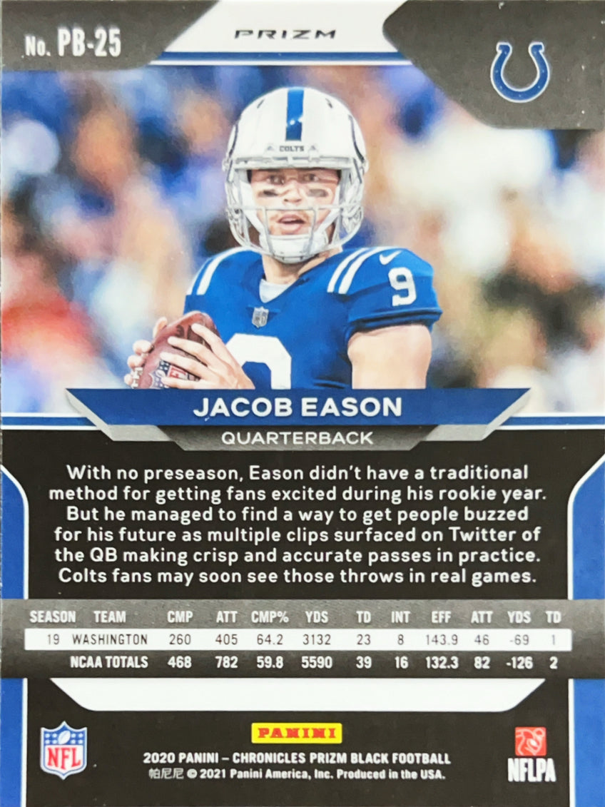 2021 Panini Chronicles Prizm Black Jacob Eason #PB-25 Silver RC