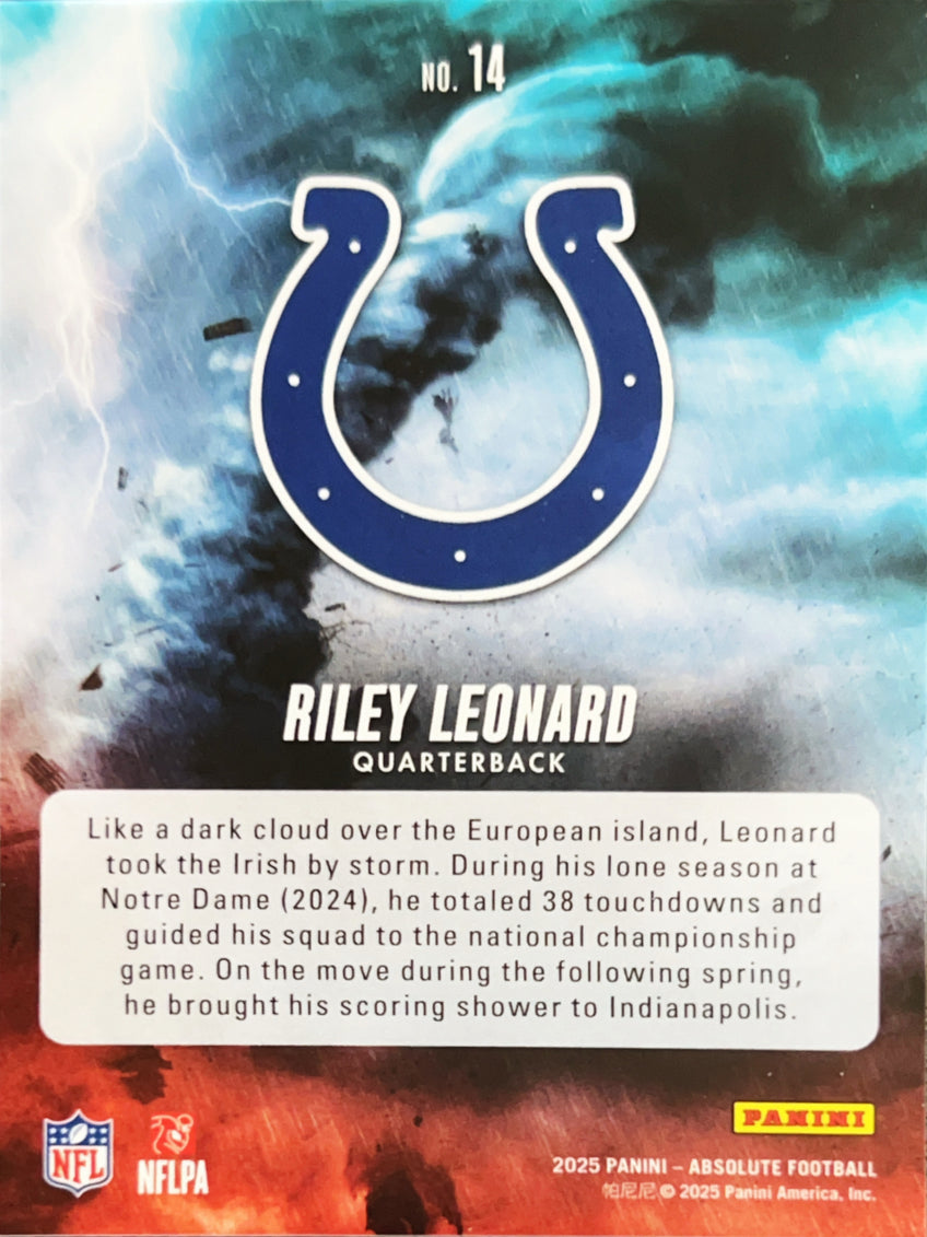 2025 Panini Absolute Football By Storm Riley Leonard #14 RC