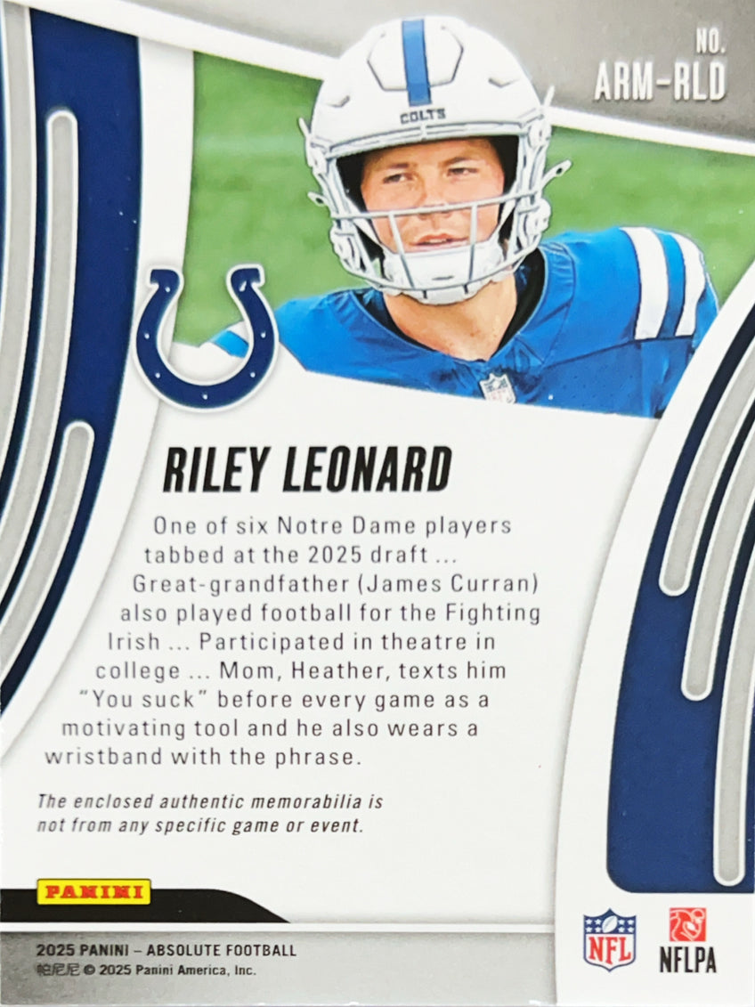2025 Panini Absolute Football Riley Leonard #ARM-RLD RC Memorabilia