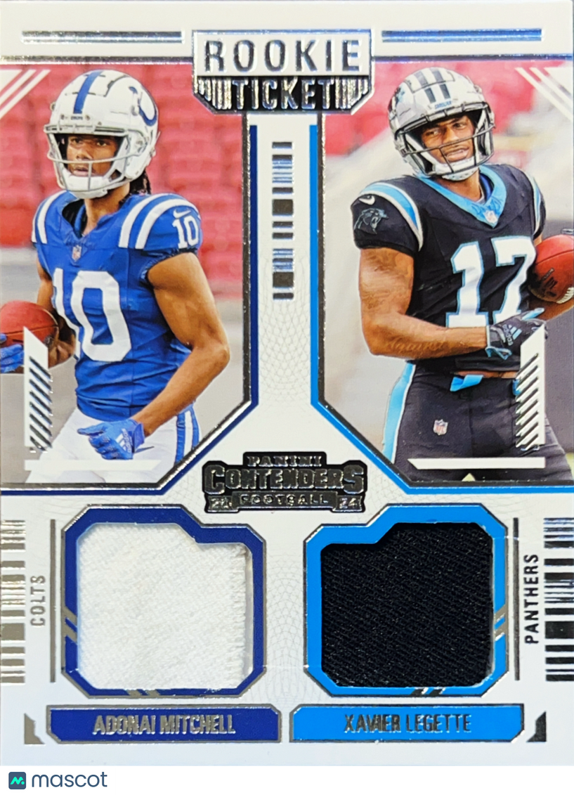 2025 Panini Contenders Football Adonai Mitchell Xavier Legette #DS-6 Dual Jersey