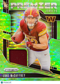 2024 Panini Prizm Premier Jerseys Luke McCaffrey #PJ-LMY Green Pulsar RC