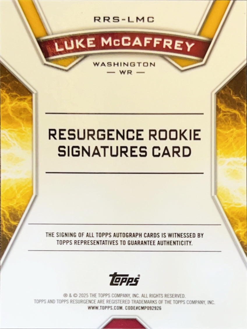 2025 Topps Resurgence Luke McCaffrey #RRS-LMC RC