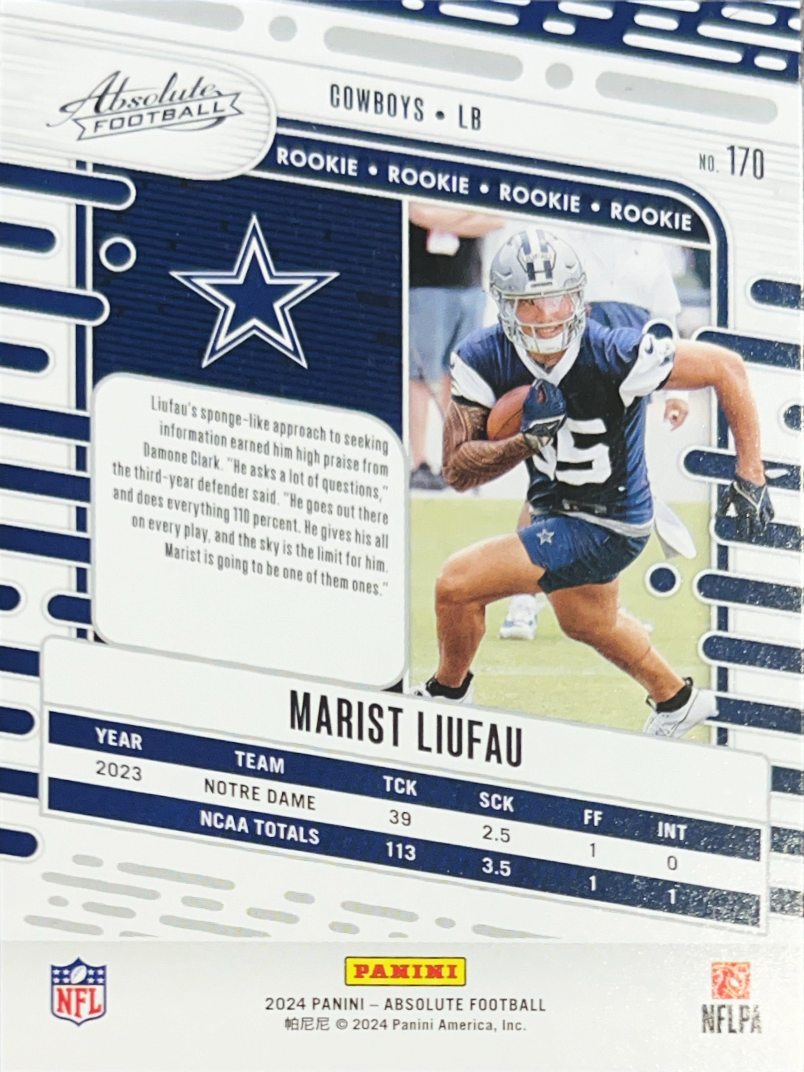 2024 Panini Absolute Football Marist Liufau #170 /499 RC