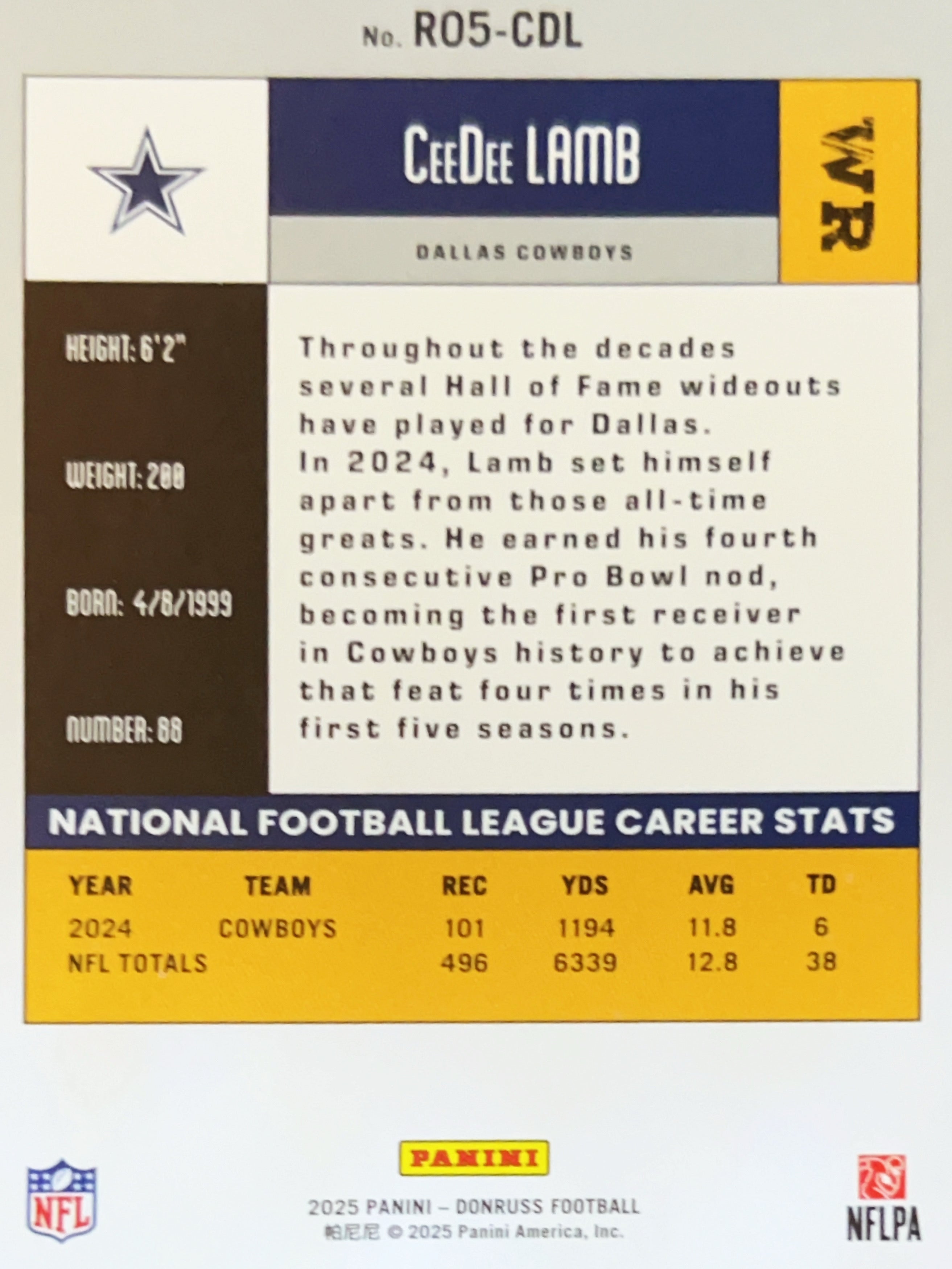2025 Panini Donruss Football CeeDee Lamb #ROS-CDL