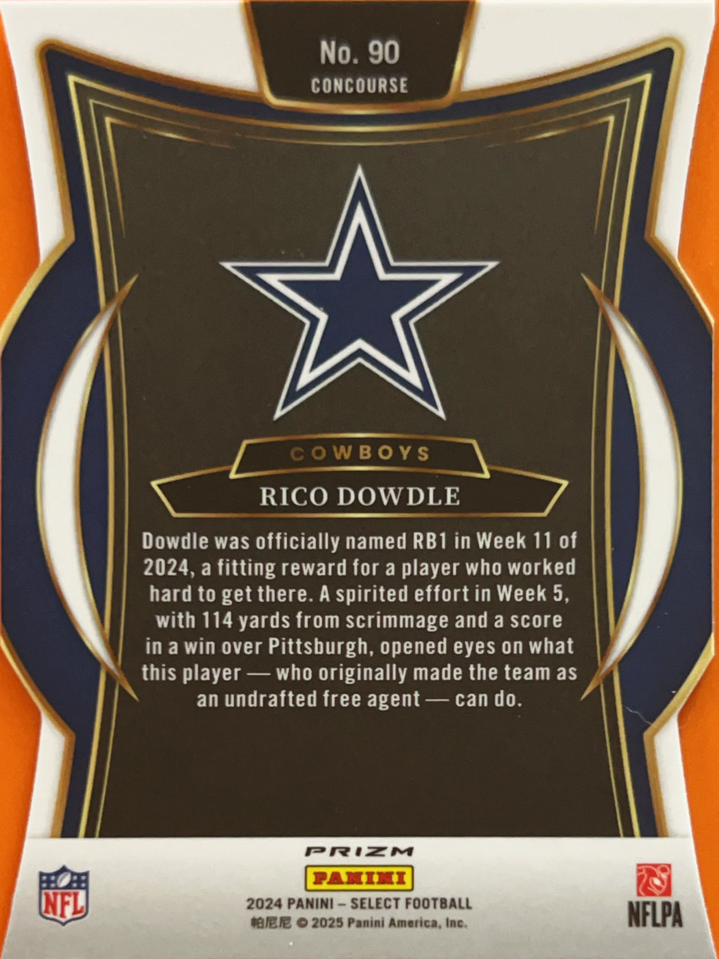 2025 Panini Select Concourse Rico Dowdle #90 Silver Prizm
