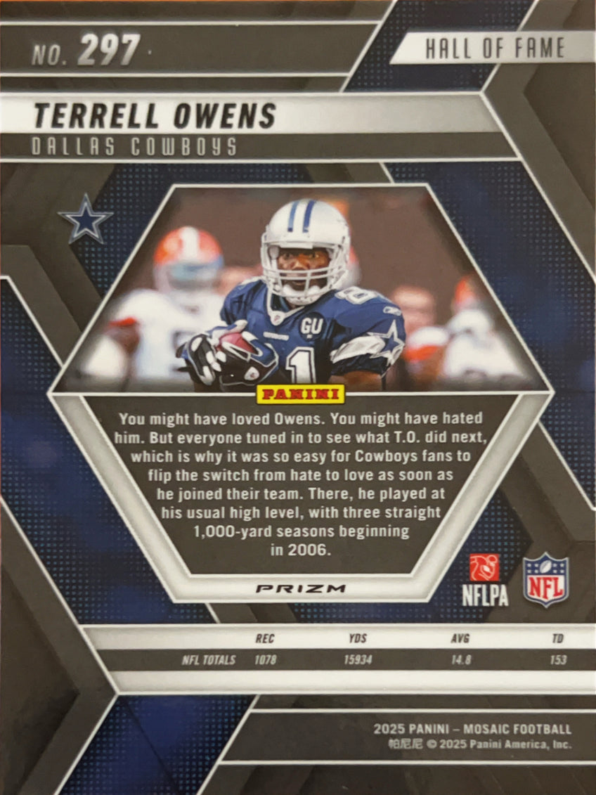 2025 Panini Mosaic Prizm Terrell Owens #297 Silver