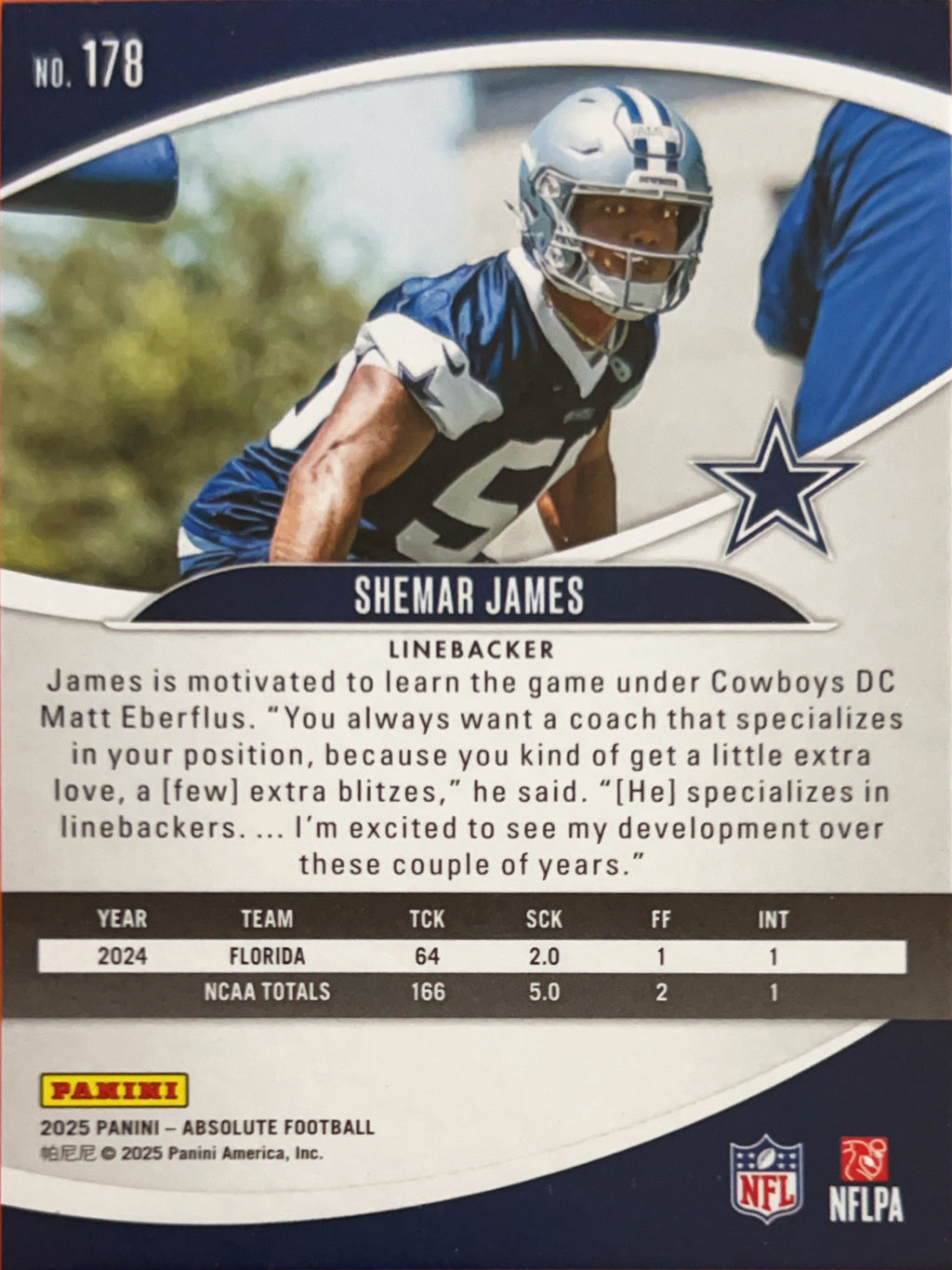 2025 Panini Absolute Football Shemar James #178 RC
